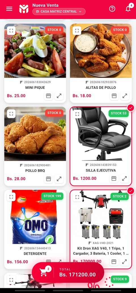 Pantalla de nueva venta de la app Mastec Digital