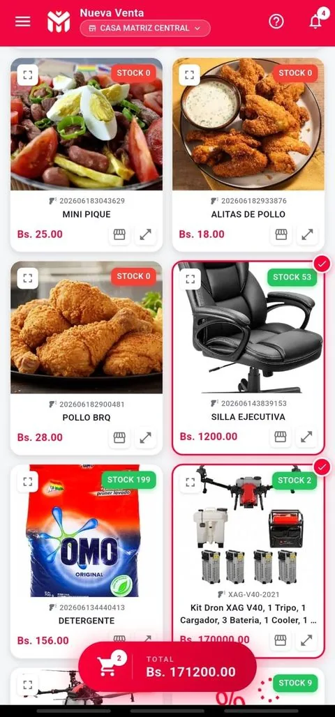 Pantalla de nueva venta de la app Mastec Digital