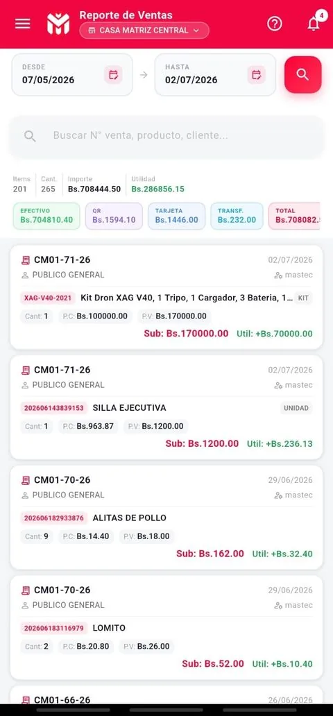 Sistema a medida Mastec Digital en celular