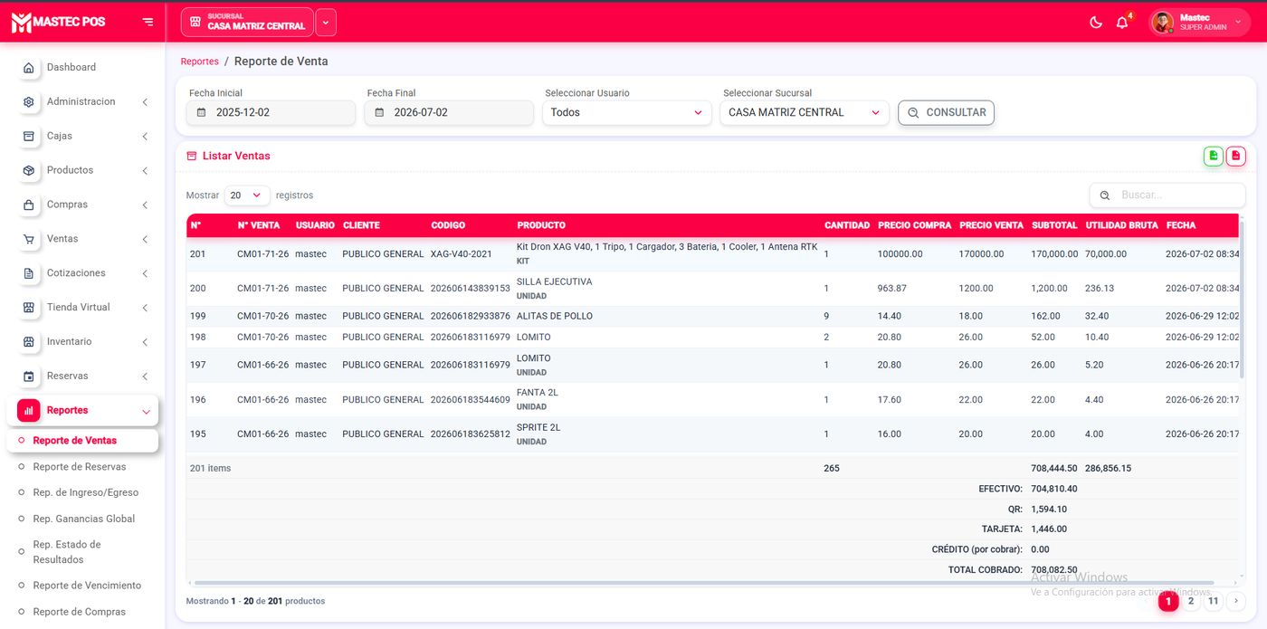 Sistema a medida Mastec Digital en computadora