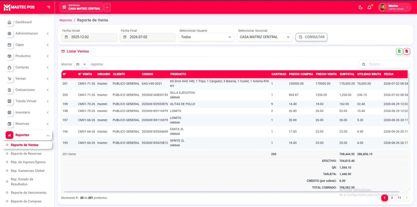 Sistema a medida Mastec Digital en computadora